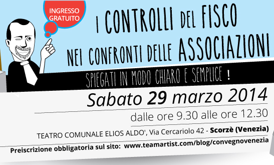 Il 29 marzo 2014 convegno GRATUITO di TeamArtist a Venezia!