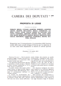 Proposta di legge Fossati per lo Sport