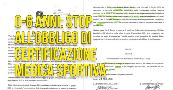 Abolito l'obbligo di certificazione medica sportiva per i bambini da 0 a 6: ma non è esattamente come te l'hanno raccontato.